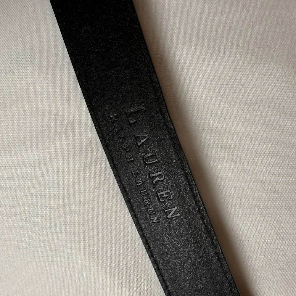 Vintage Lauren Ralph Lauren‎ Mens Leather Belt Black Size 42/105 Embossed Logo